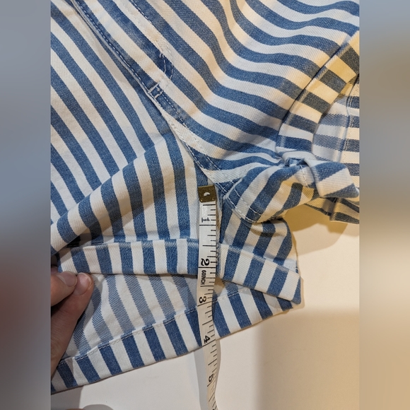 Garage Blue & White Stripe Denim Overalls Shortall Size XS - Picture 7 of 9